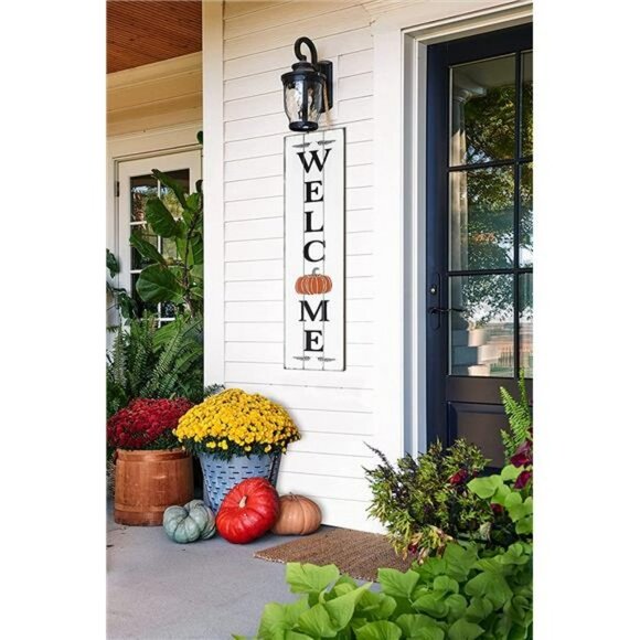 Welcome Sign for Front Door | Fall Welcome Sign | Reversible Vertical Porch Sign - Picture 3 of 7